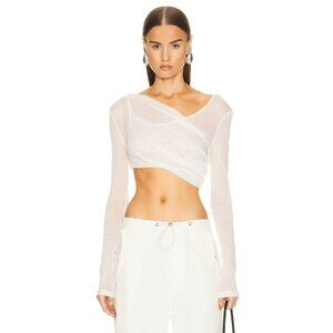 CHRISTOPHER ESBER Folded Crop Long Sleeve Top in Milk 0 New Womens Tee
